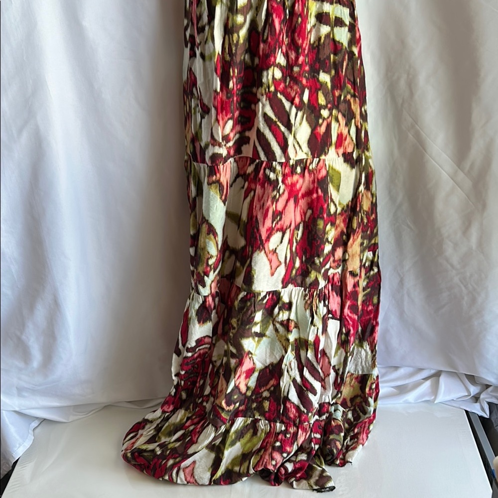 New York & Company Red and Cream Floral Strapless Maxi Dress - Picture 9 of 9